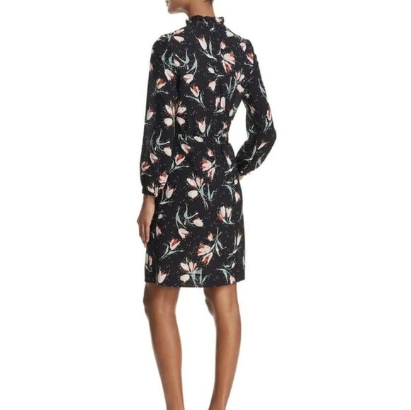Rebecca Taylor Long Sleeve Button Front Tie Waist Floral Print Dress Women's 8 - Picture 2 of 11